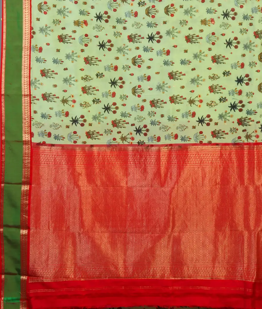 Green Printed  Soft Silk Saree T4631194