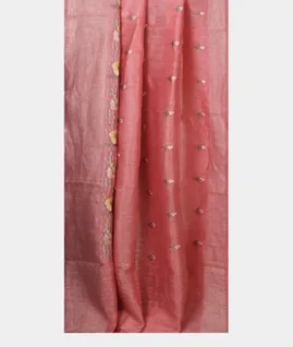Pink Linen Embroidery Saree T4688182