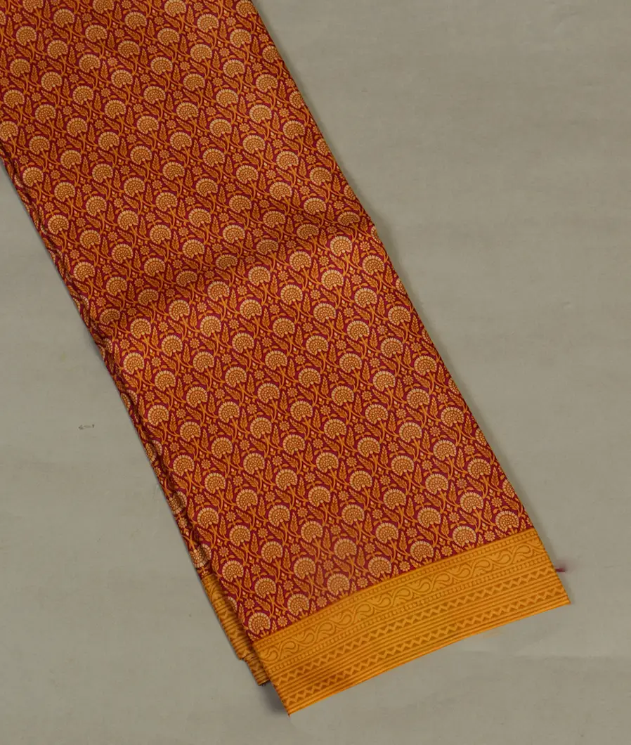 Brown Printed Silk Saree T461447-image