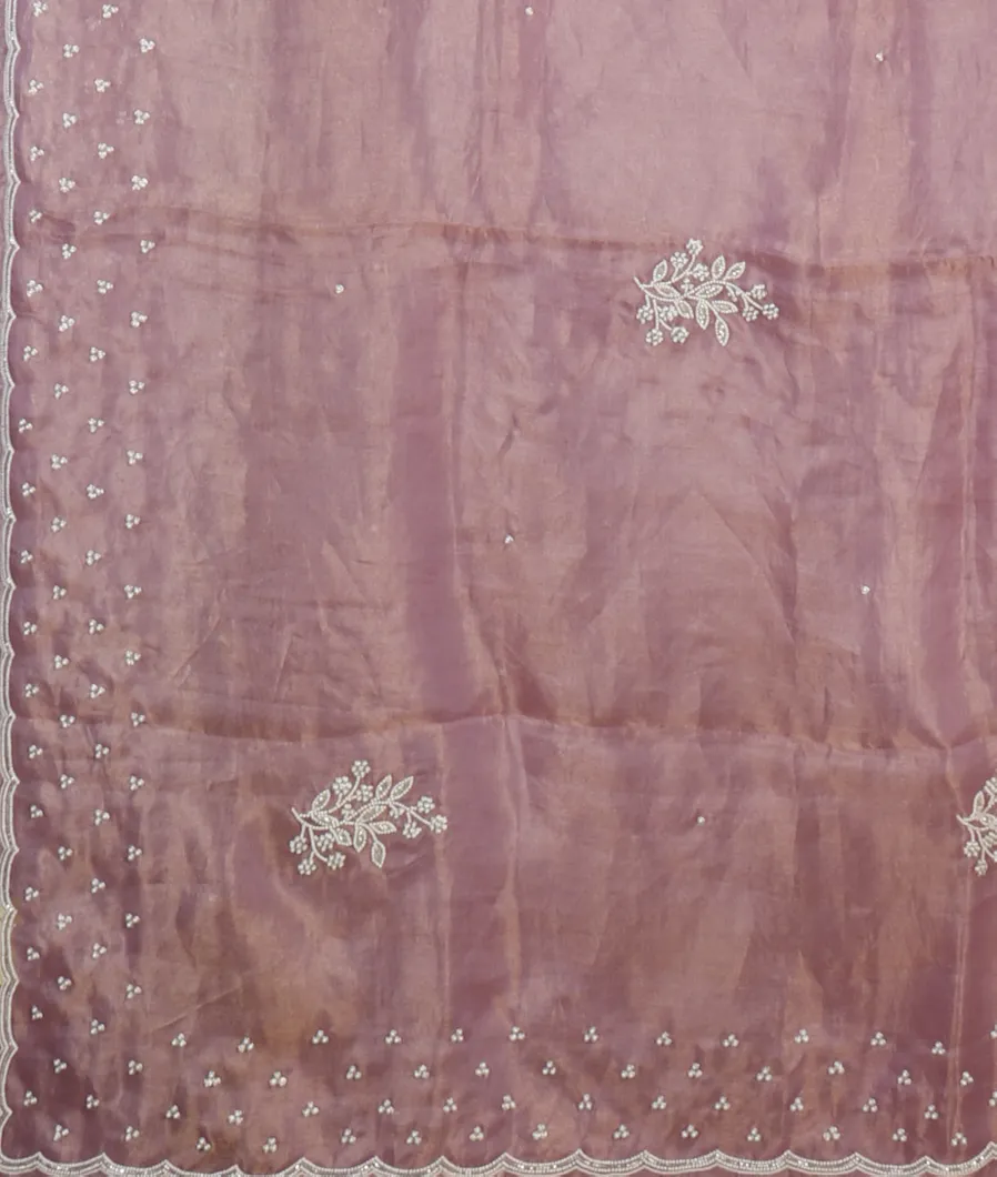 Lavender Kora Tissue Organza Embroidery Saree T4621584