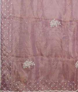 Lavender Kora Tissue Organza Embroidery Saree T4621584