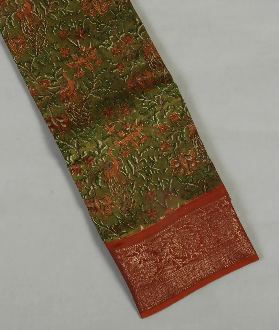 Green Soft Printed Cotton Saree T469339-image