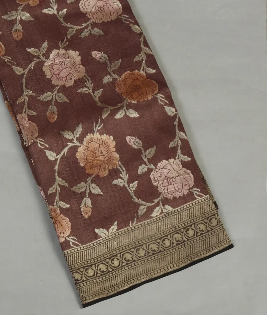 Brown Banaras Tussar Georgette Saree T342962-image