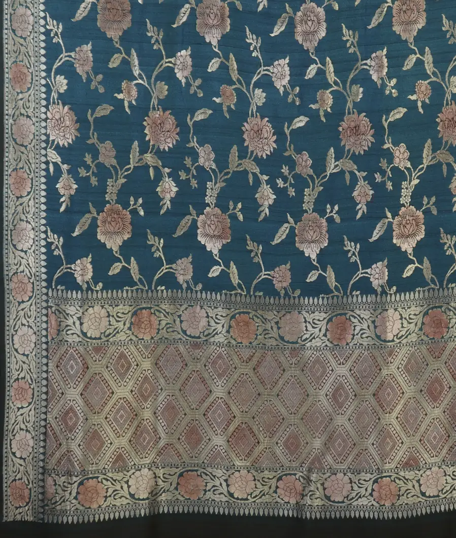 Blue Banaras Tussar Georgette Saree T4696264