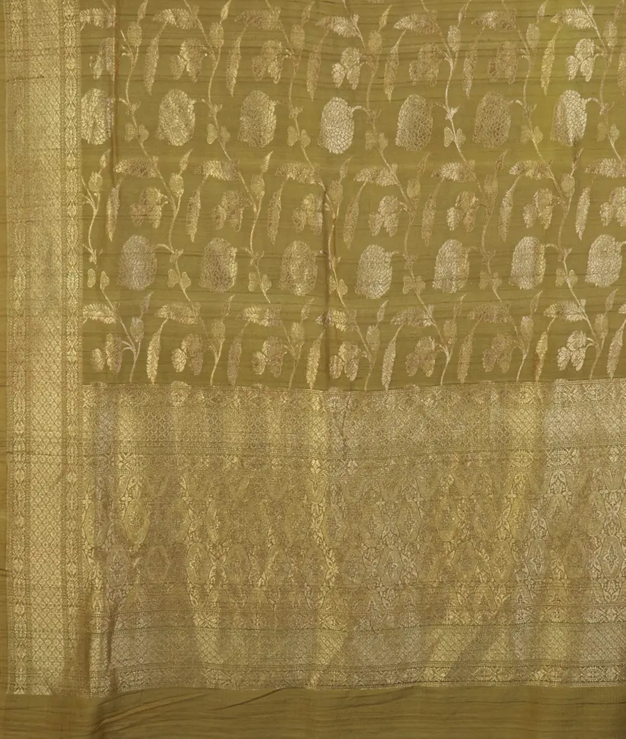 Green Banaras Tussar Georgette Saree T3562544