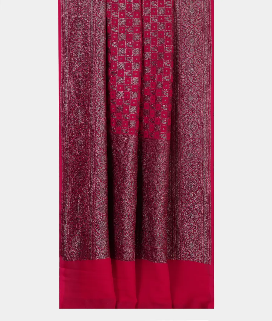 Reddish Pink Banaras Georgette Silk Saree T4475302
