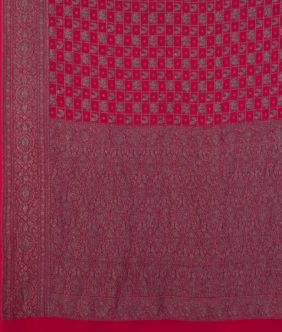 Reddish Pink Banaras Georgette Silk Saree T4475304