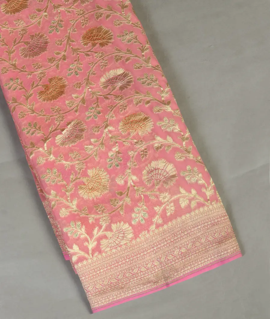 Pink Banaras Georgette Silk Saree T459674-image