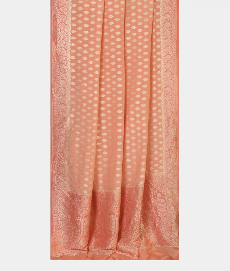 Peach Crepe Silk Saree T4595522