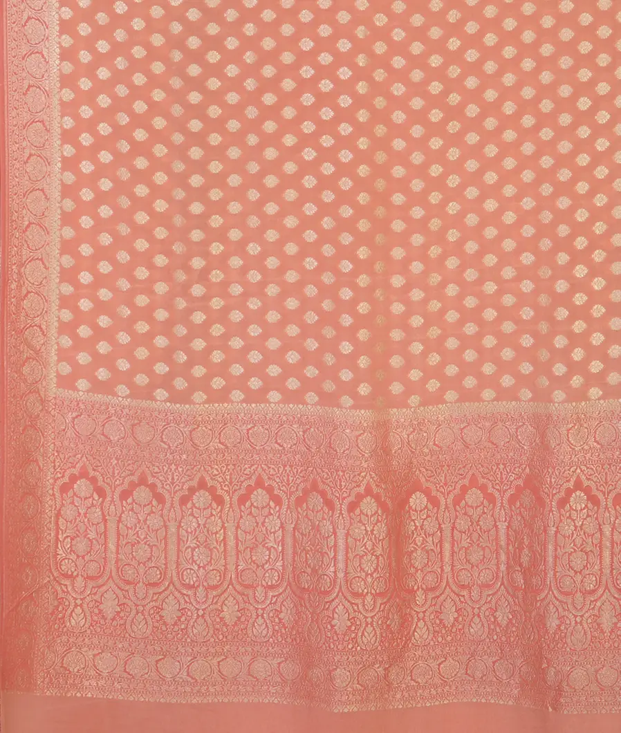 Peach Crepe Silk Saree T4595524