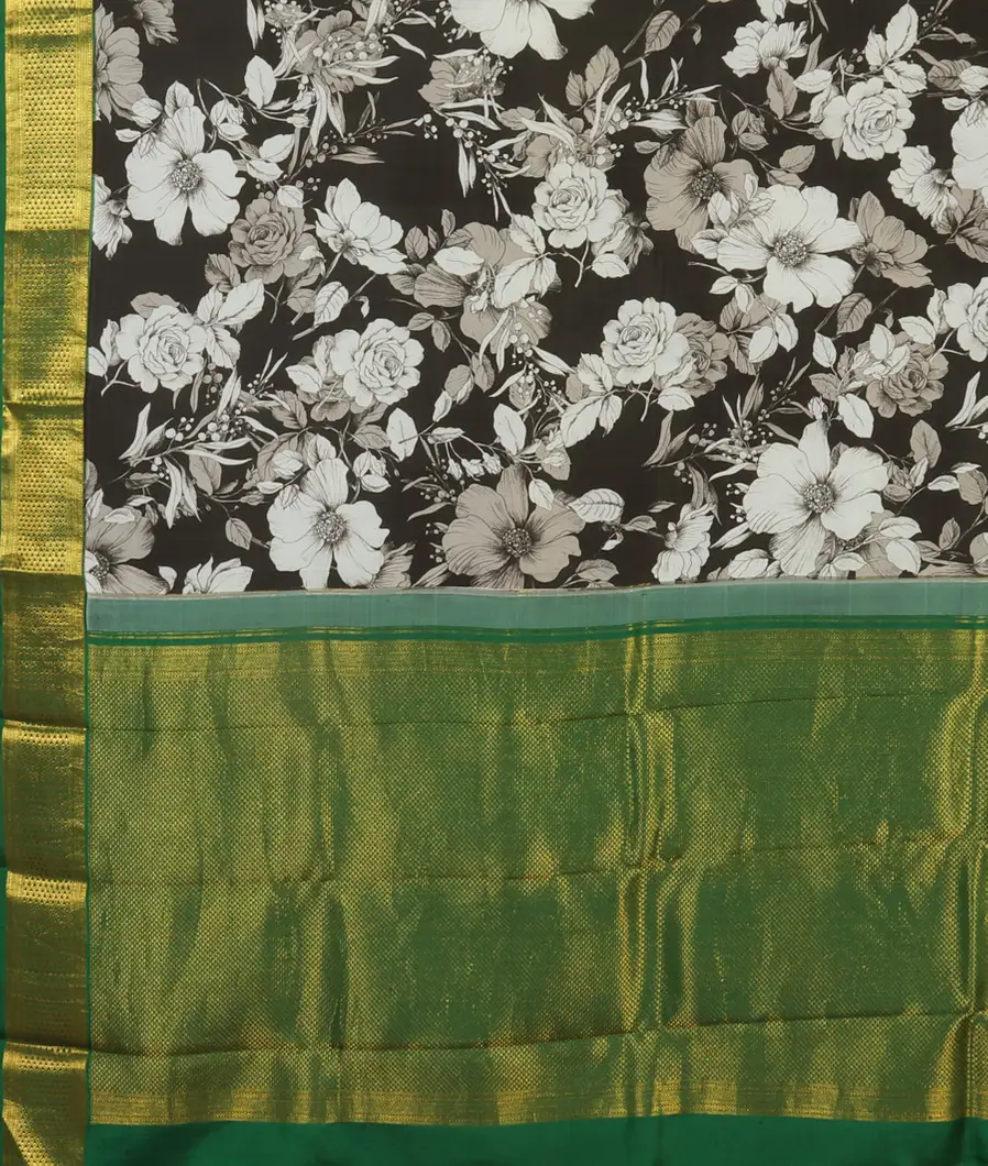 Black Printed Kanjivaram Silk Saree T4677554