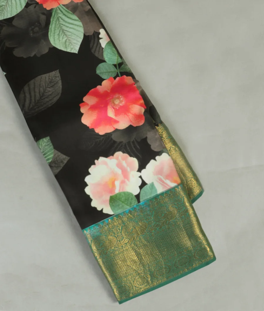 Black Printed Kanjivaram Silk Saree T443634-image