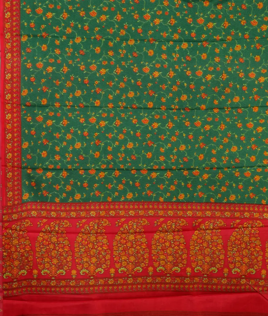 Green Printed Silk Saree T3304624