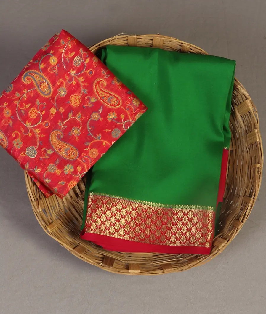 Green Mysore Crepe Silk Saree T344049-image