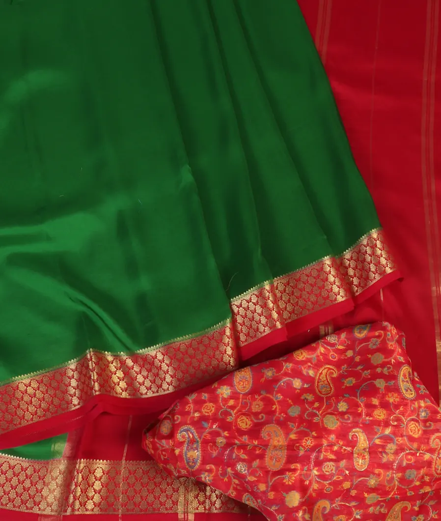 Green Mysore Crepe Silk Saree T3440492