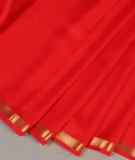 Red Mysore Crepe Silk Saree T4678084