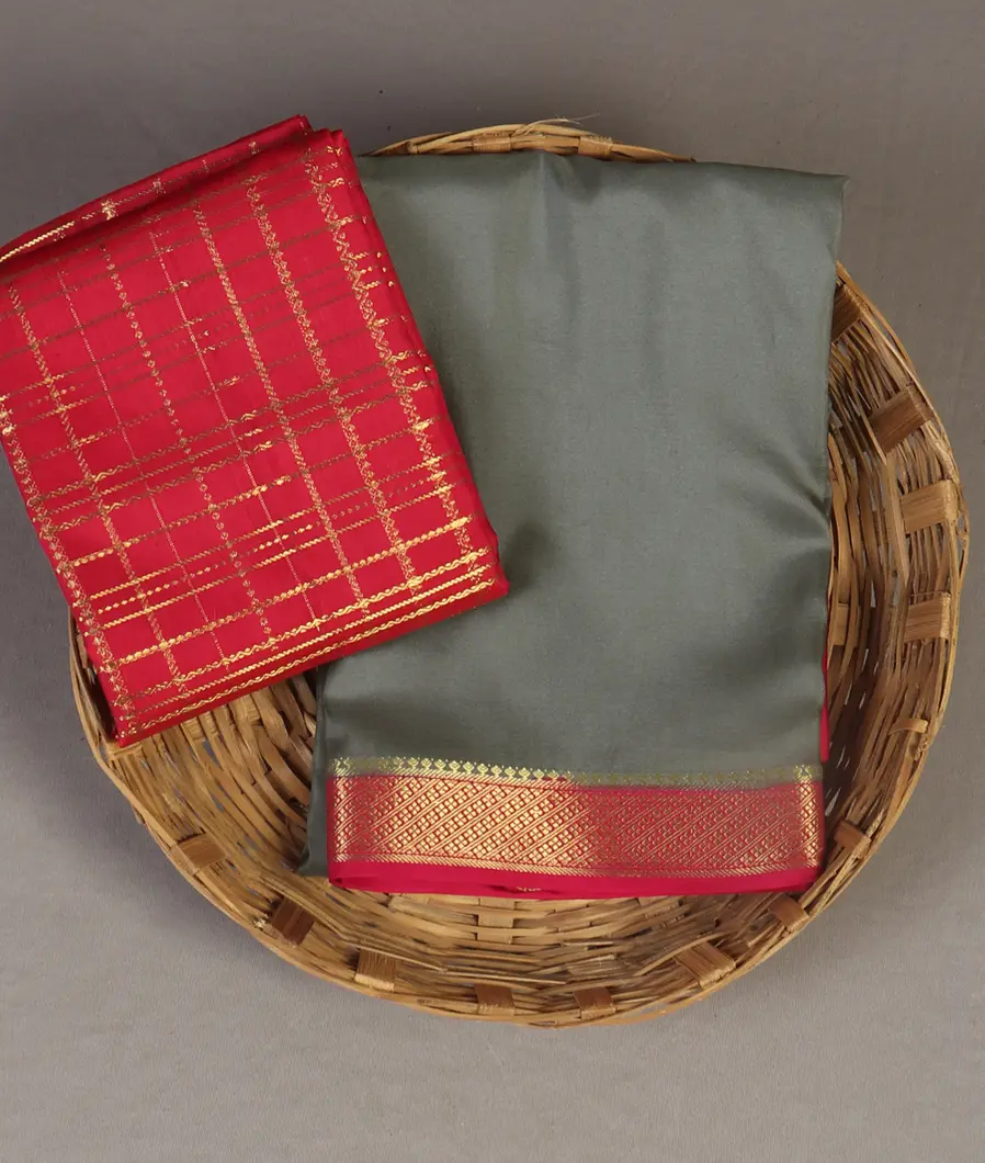 Grey Mysore Crepe Silk Saree T344045-image