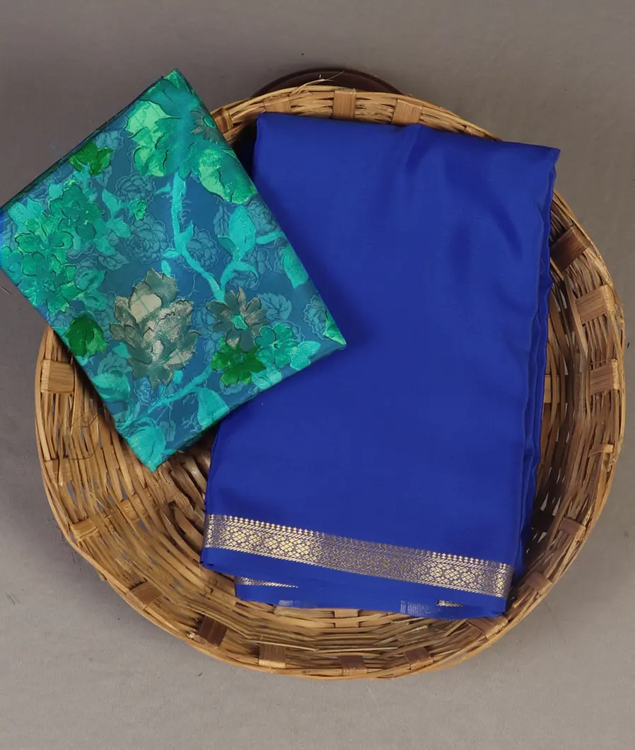 Blue Mysore Crepe Silk Saree T466833-image