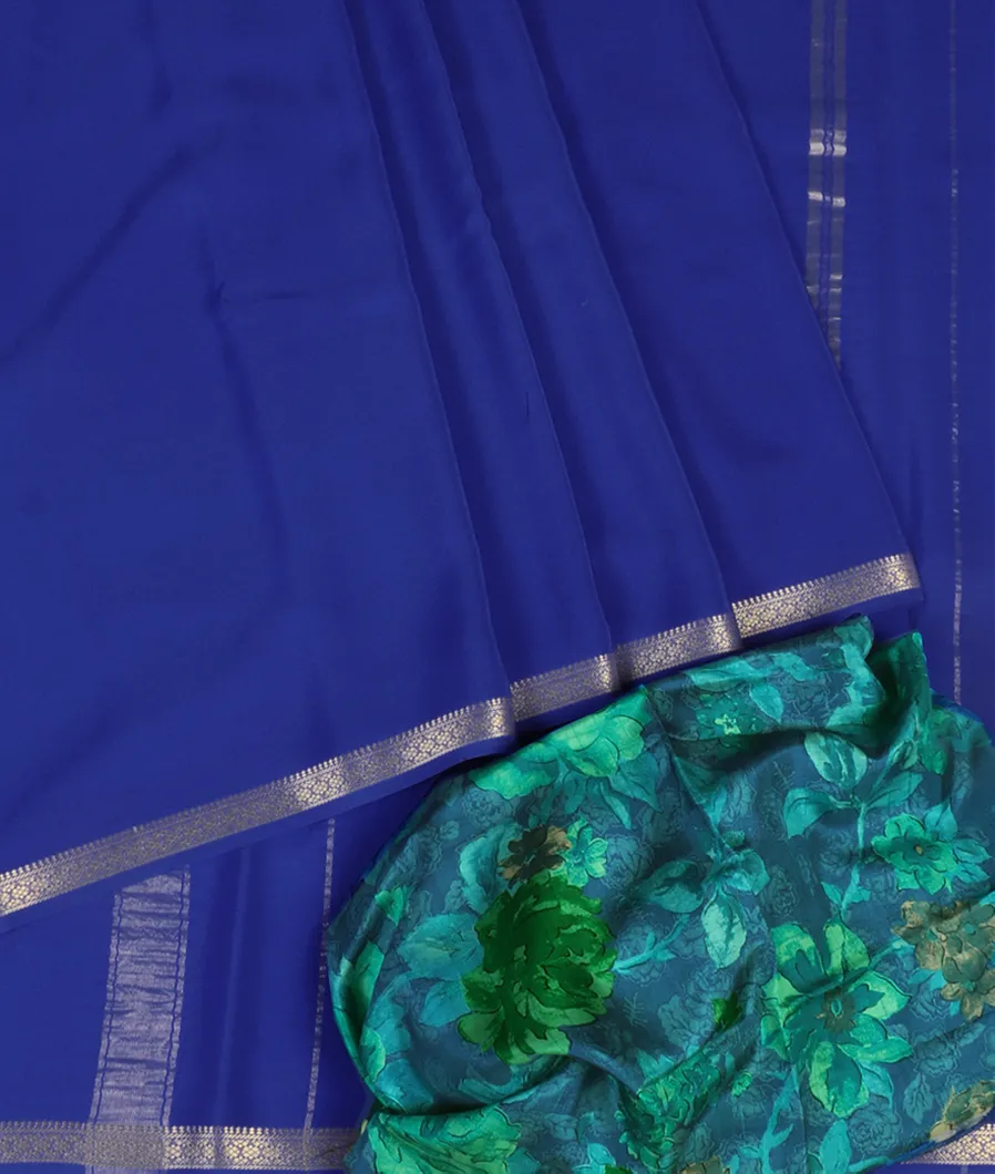Blue Mysore Crepe Silk Saree T4668332