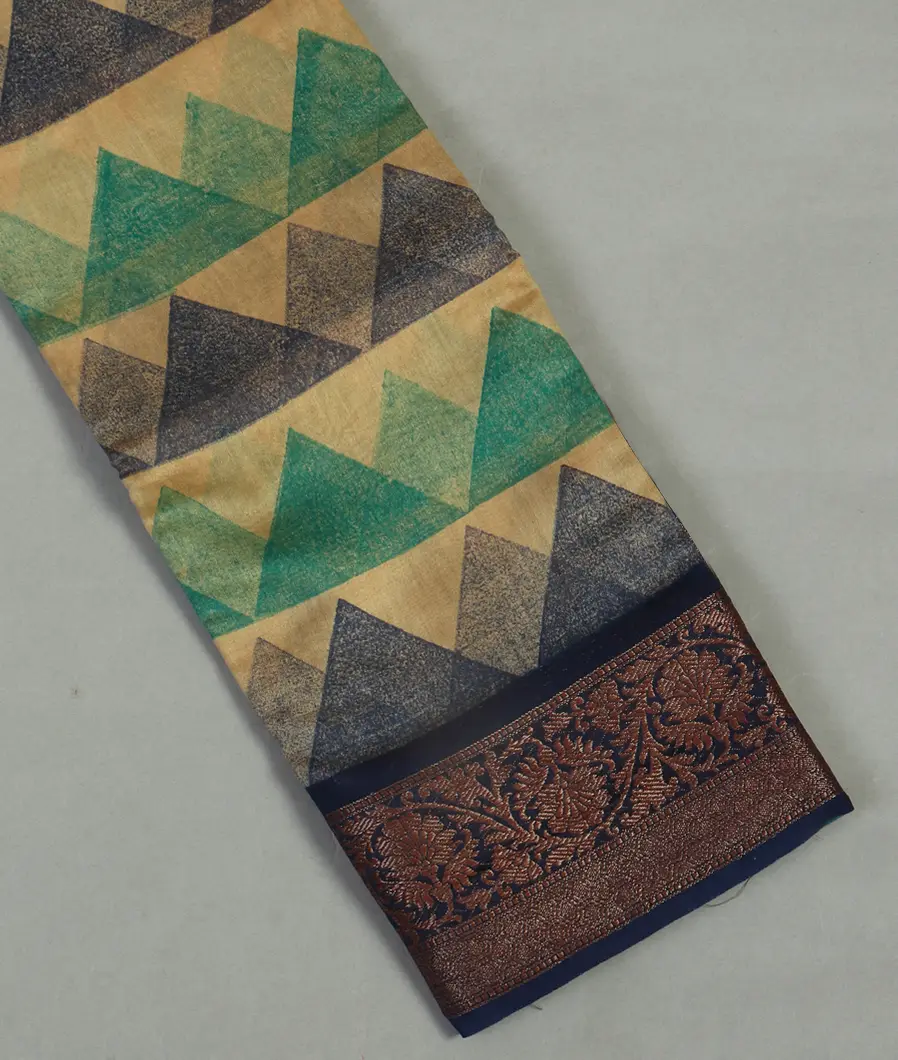 Beige Soft Printed Cotton Saree T469337-image