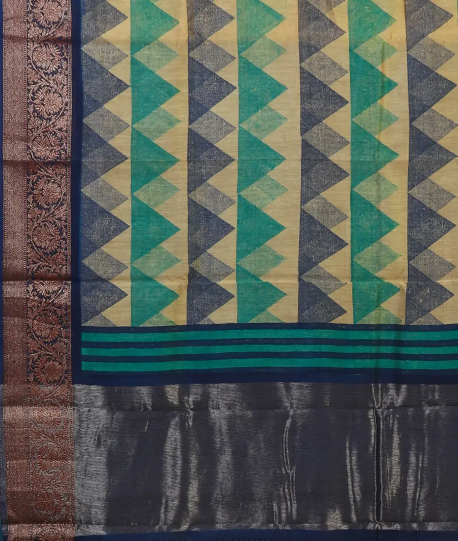 Beige Soft Printed Cotton Saree T4693374