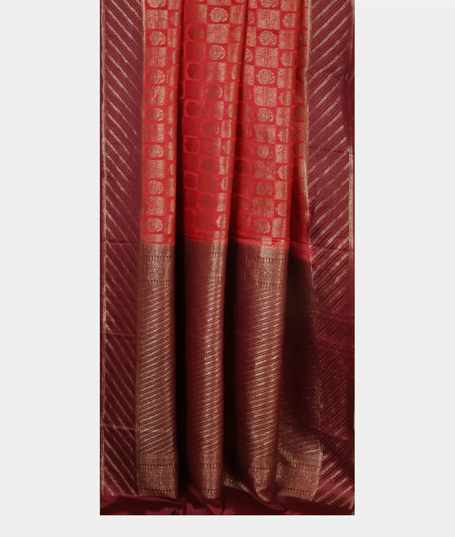 Red Mysore Crepe Silk Saree T4610782