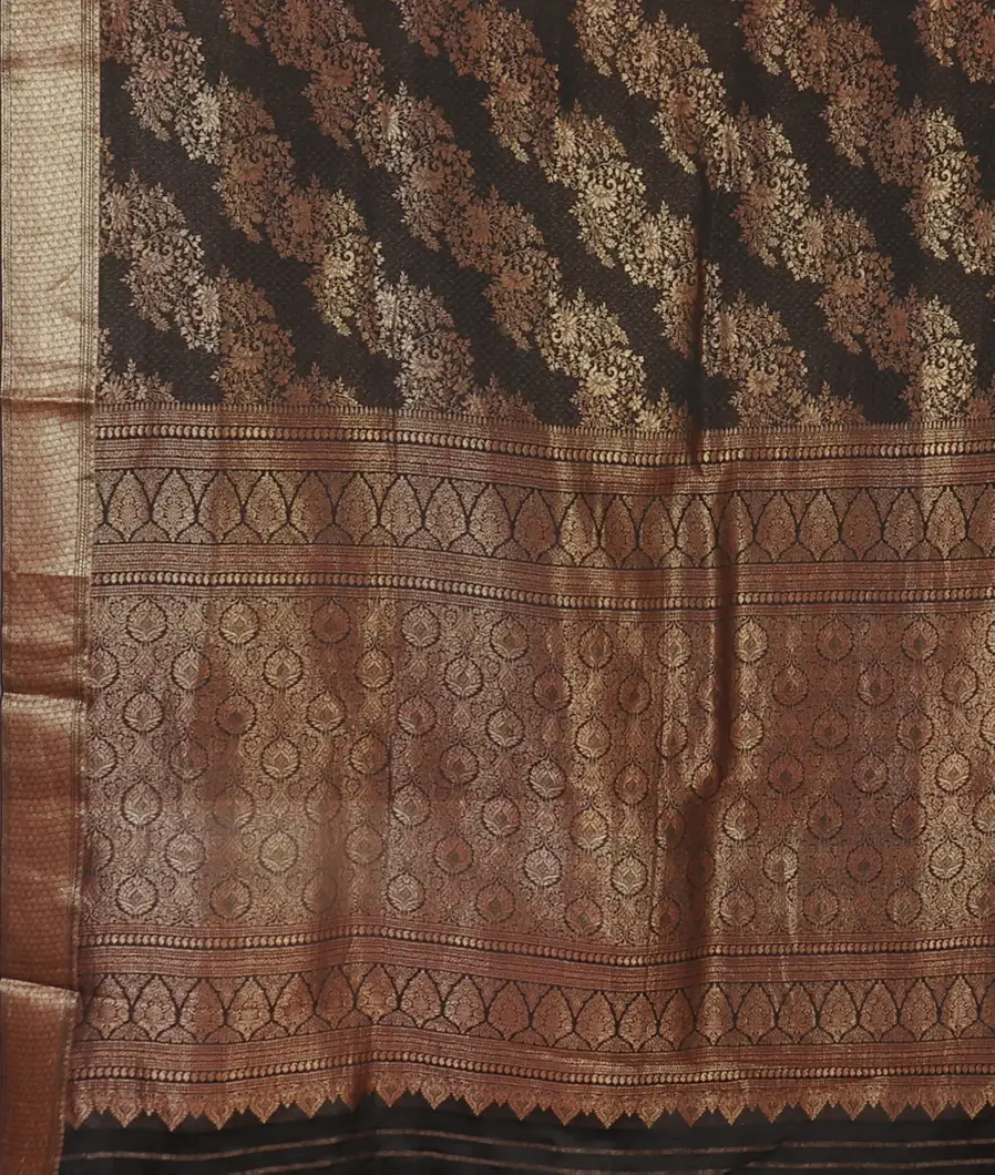 Black Mysore Crepe Silk Saree T4679174