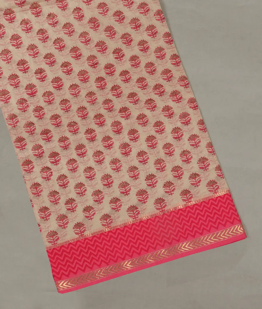 Beige Maheshwari Printed Cotton Saree T414708-image