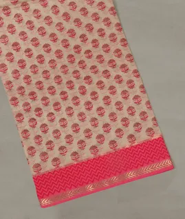Beige Maheshwari Printed Cotton Saree T4147081