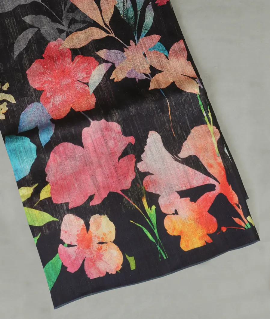Black Tussar Printed Saree T430131-image