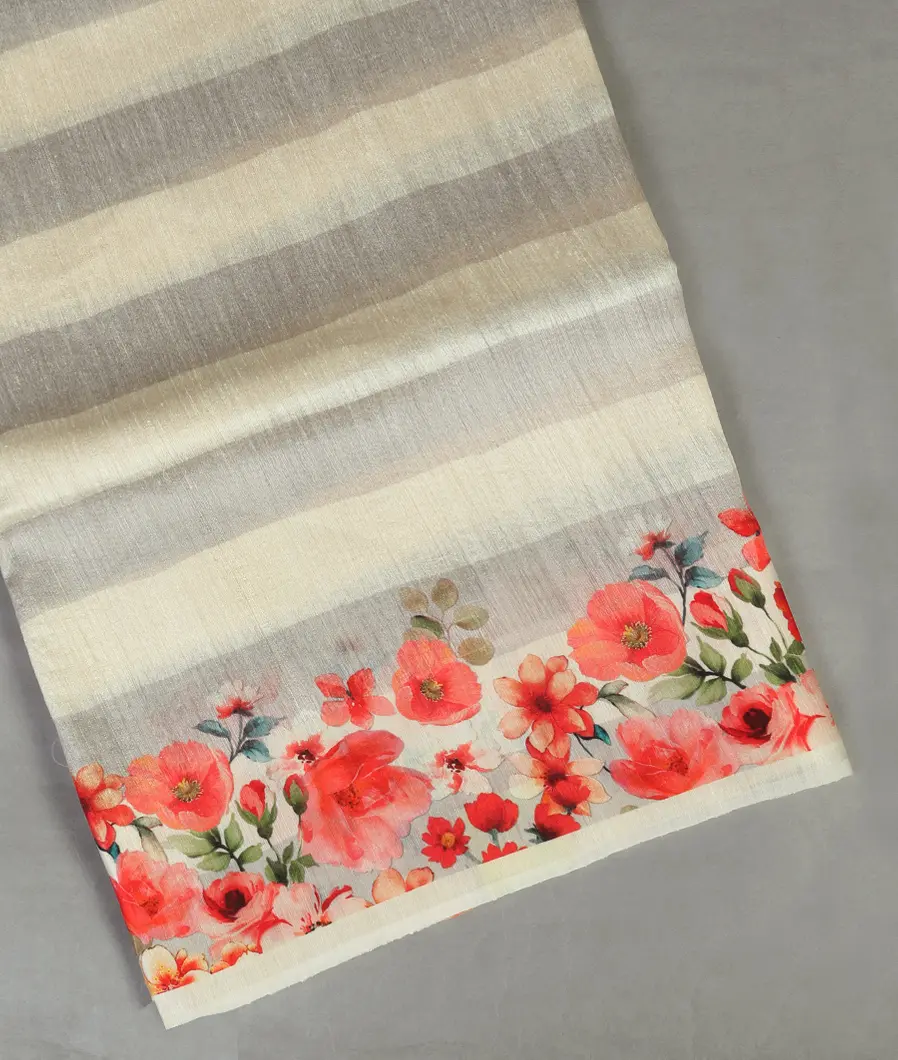 Off - White Tussar Printed Saree T469850-image