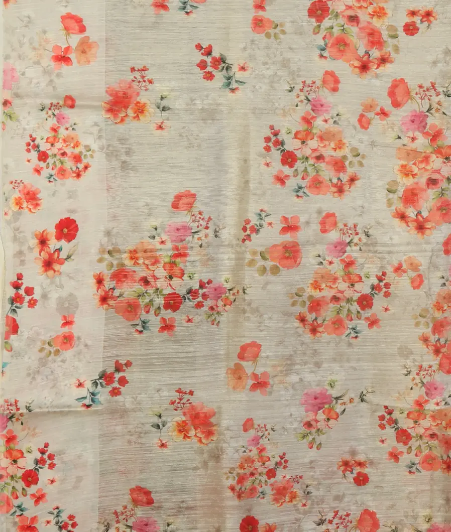 Off - White Tussar Printed Saree T4698503