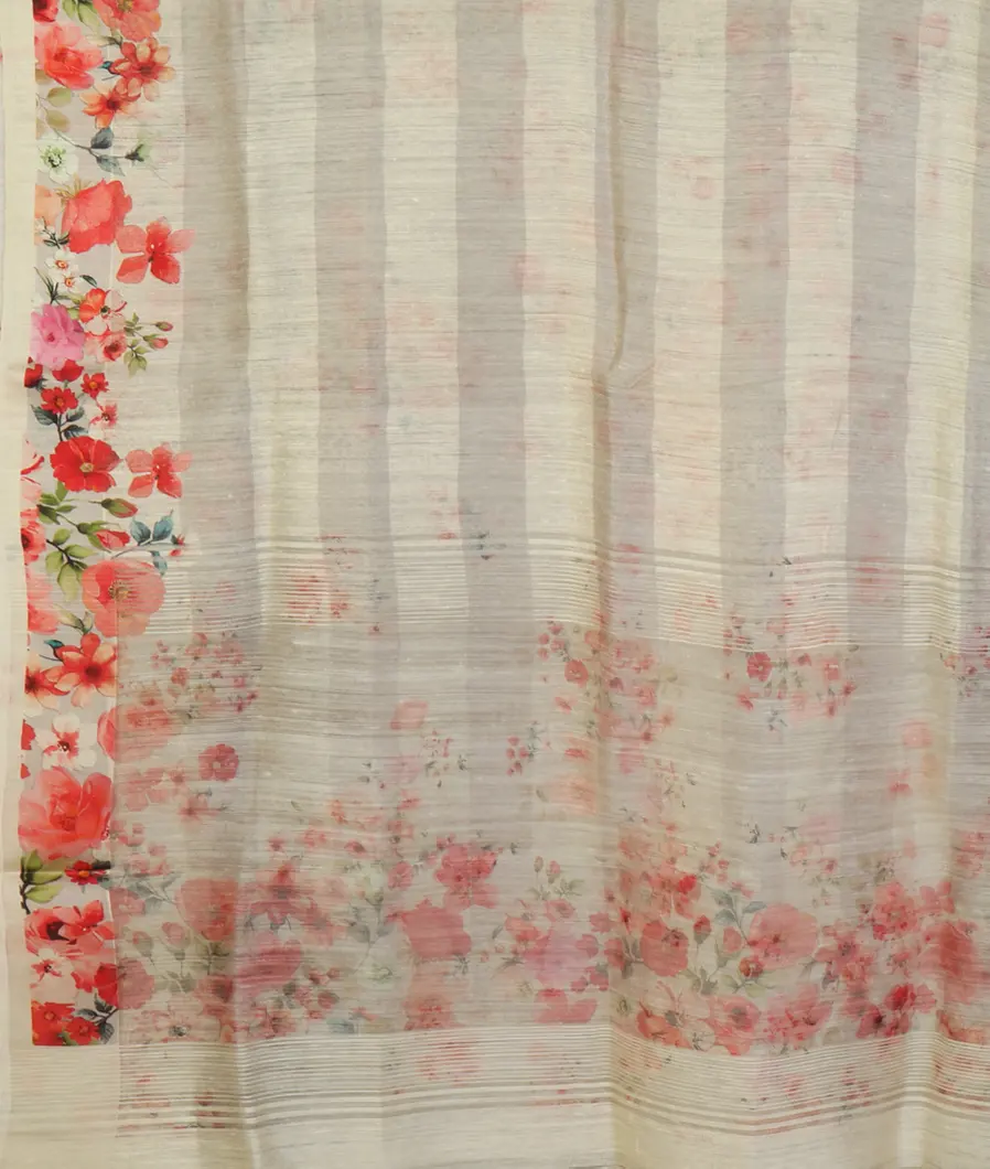 Off - White Tussar Printed Saree T4698504