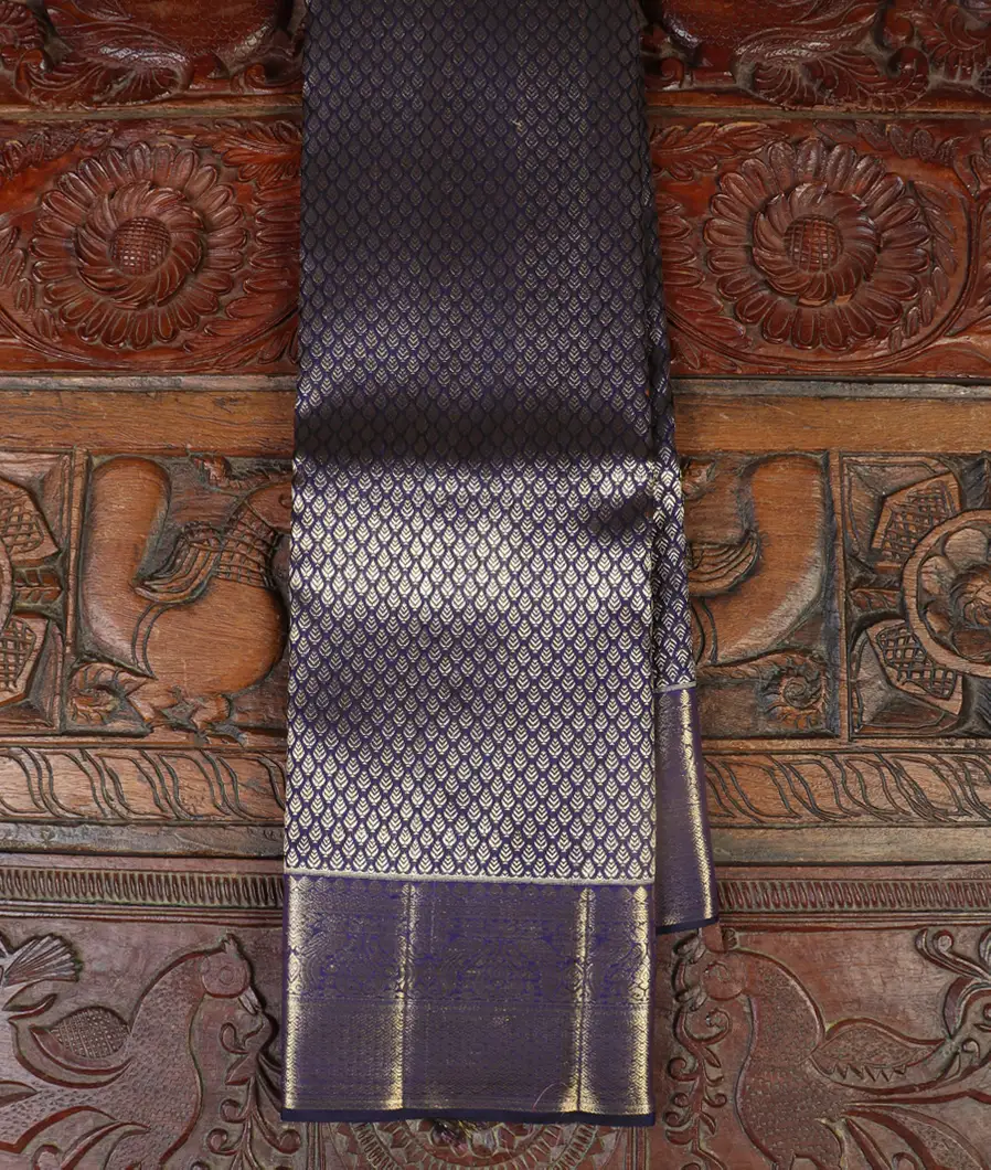 Midnight Blue Handwoven Kanjivaram Silk Saree T459157-image