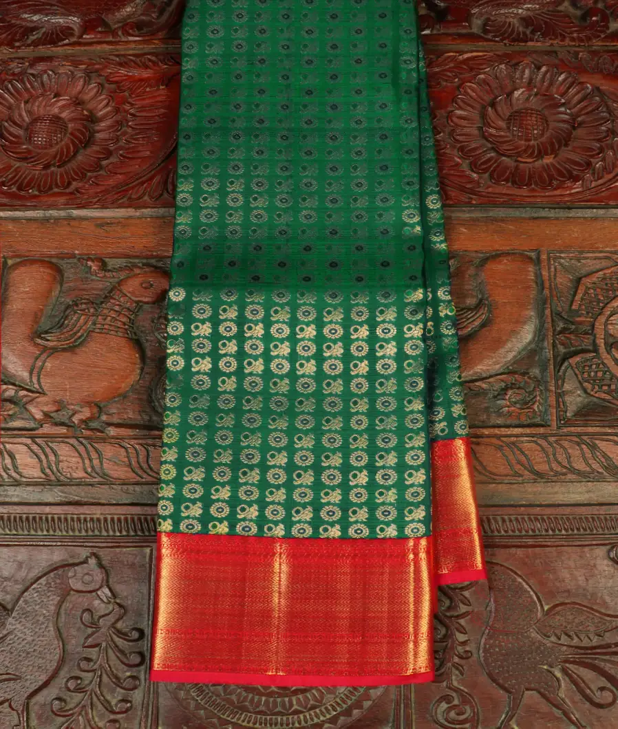 Peacock Green Handwoven Kanjivaram Silk Saree   T430822-image