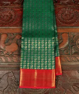 Peacock Green Handwoven Kanjivaram Silk Saree   T4308221