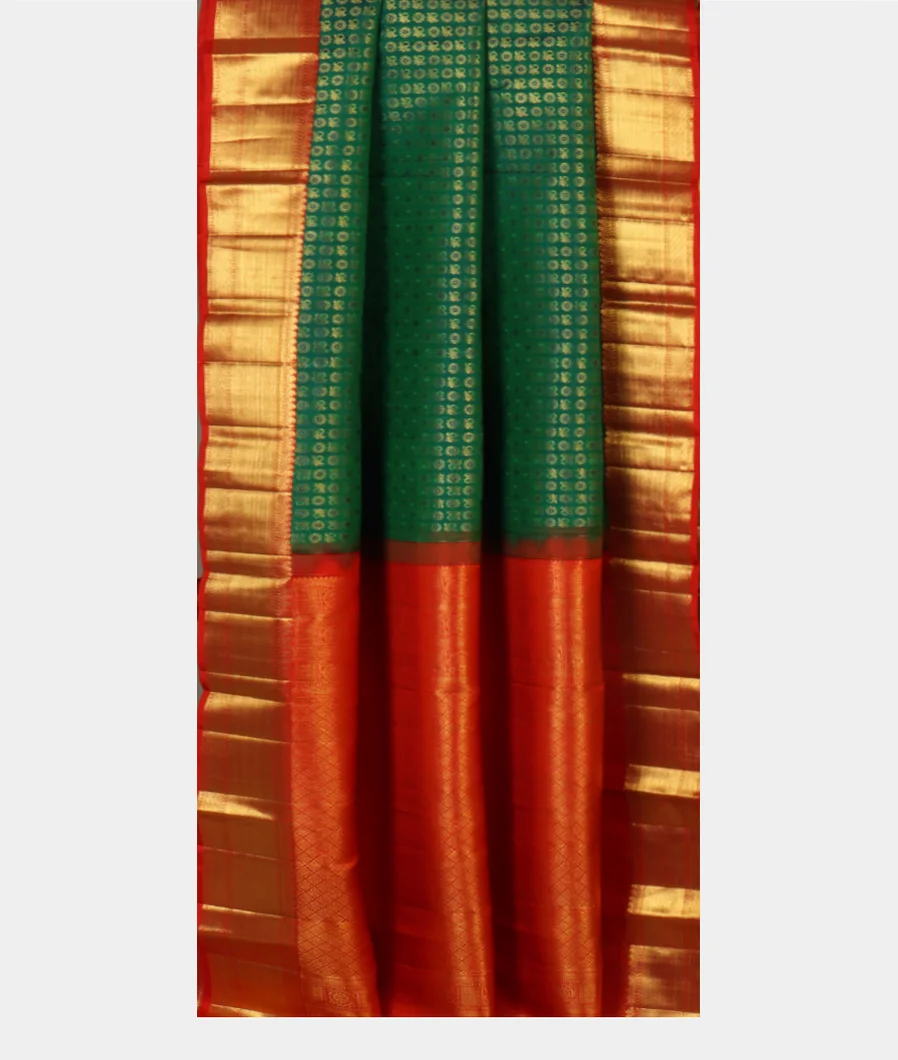 Peacock Green Handwoven Kanjivaram Silk Saree   T4308222