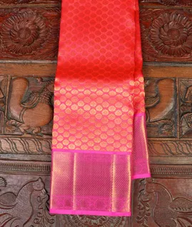 Pinkish Orange Handwoven Kanjivaram Silk Saree T4525041