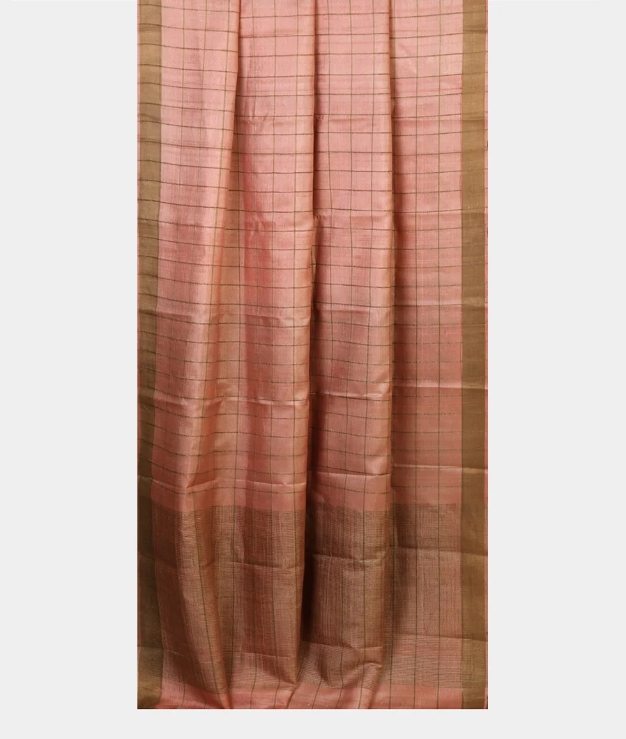 Peach Woven Tussar Saree T4690542