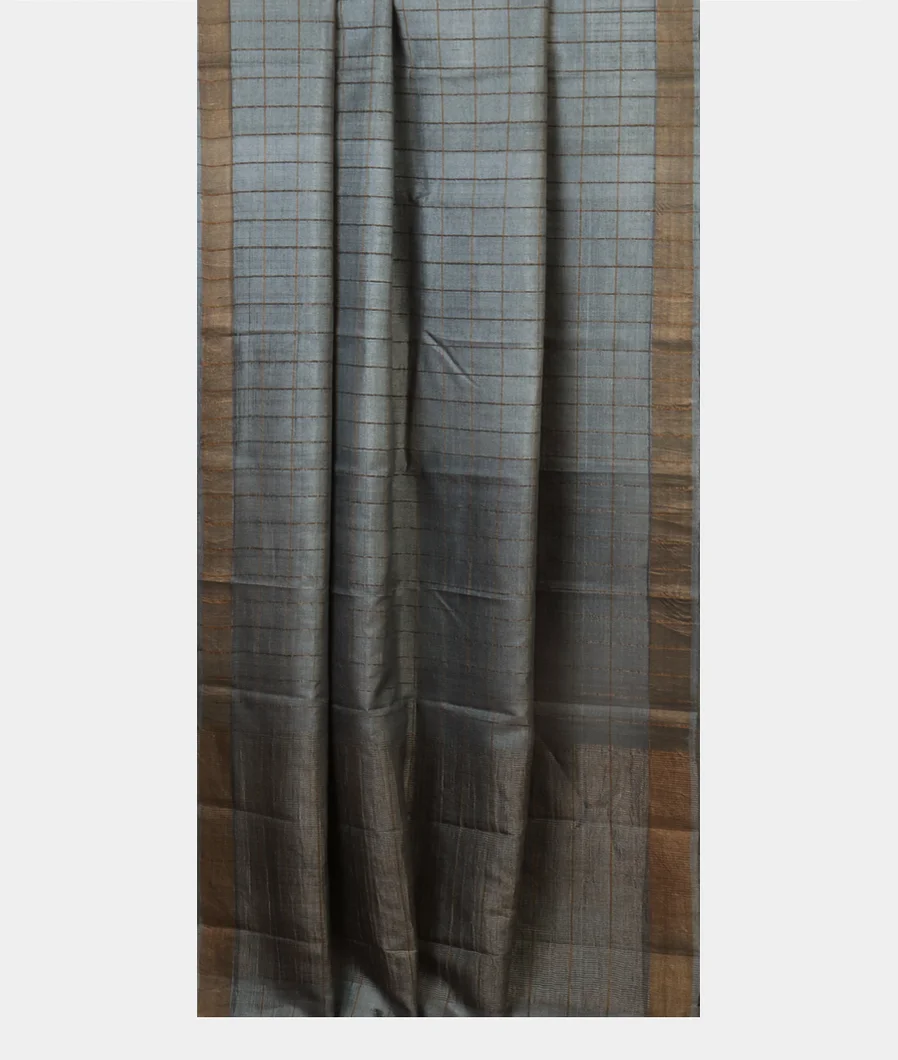 Grey Woven Tussar Saree T4691382