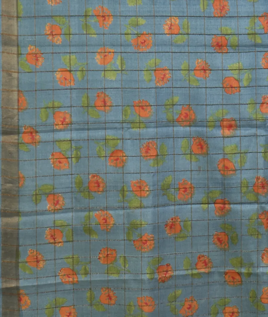 Grey Woven Tussar Saree T4691383