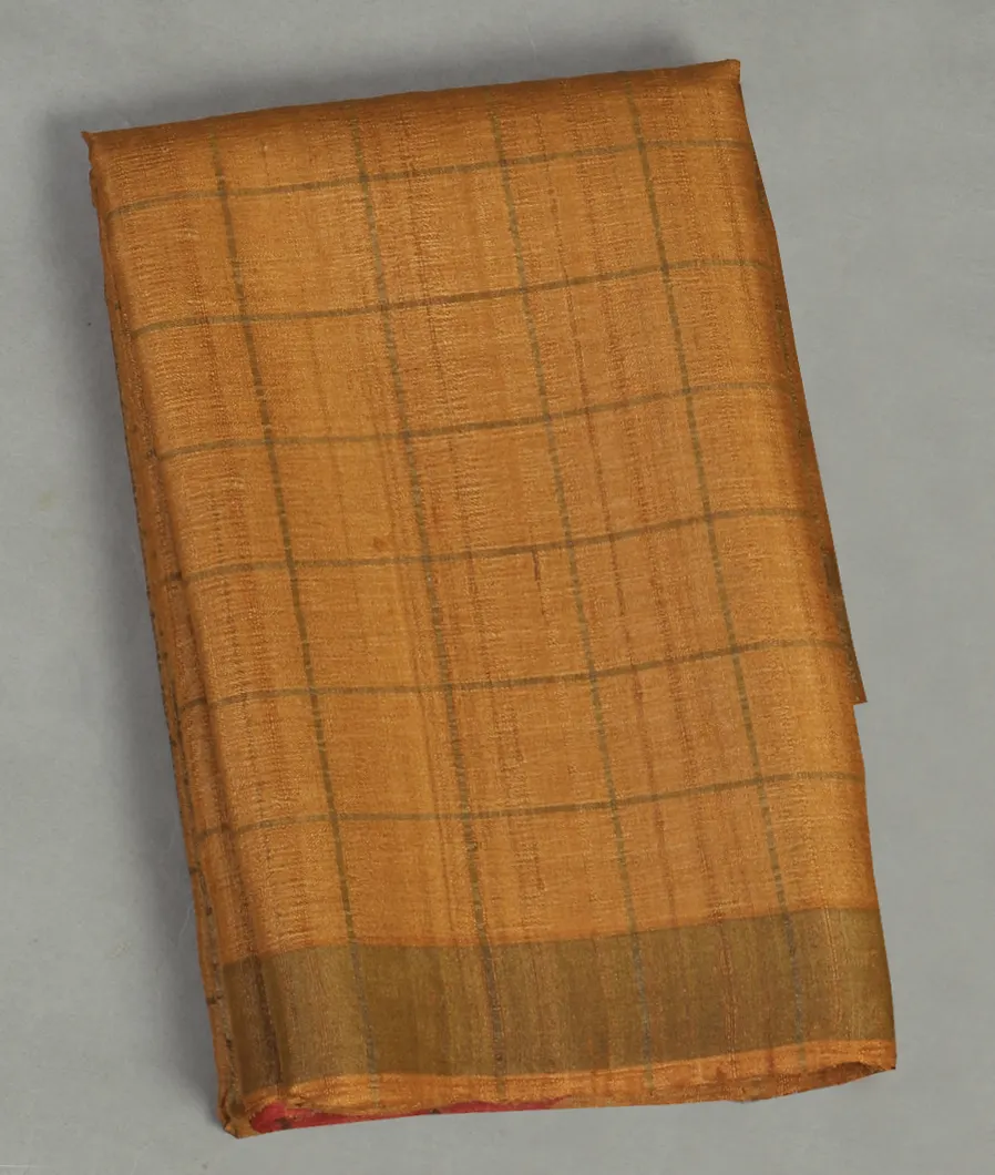 Yellow Woven Tussar Saree T469142-image