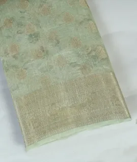 Green Linen Printed Saree T4706071