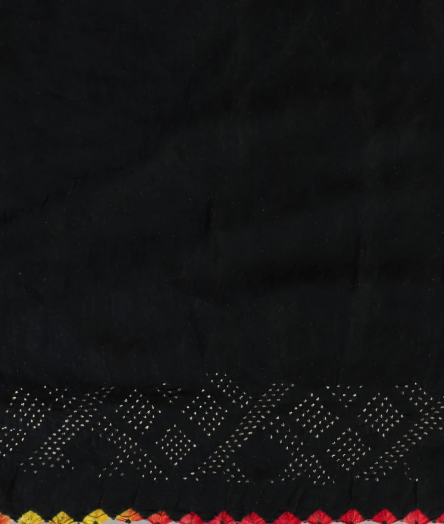 Black Bandhani Gajji Silk Saree T2538743