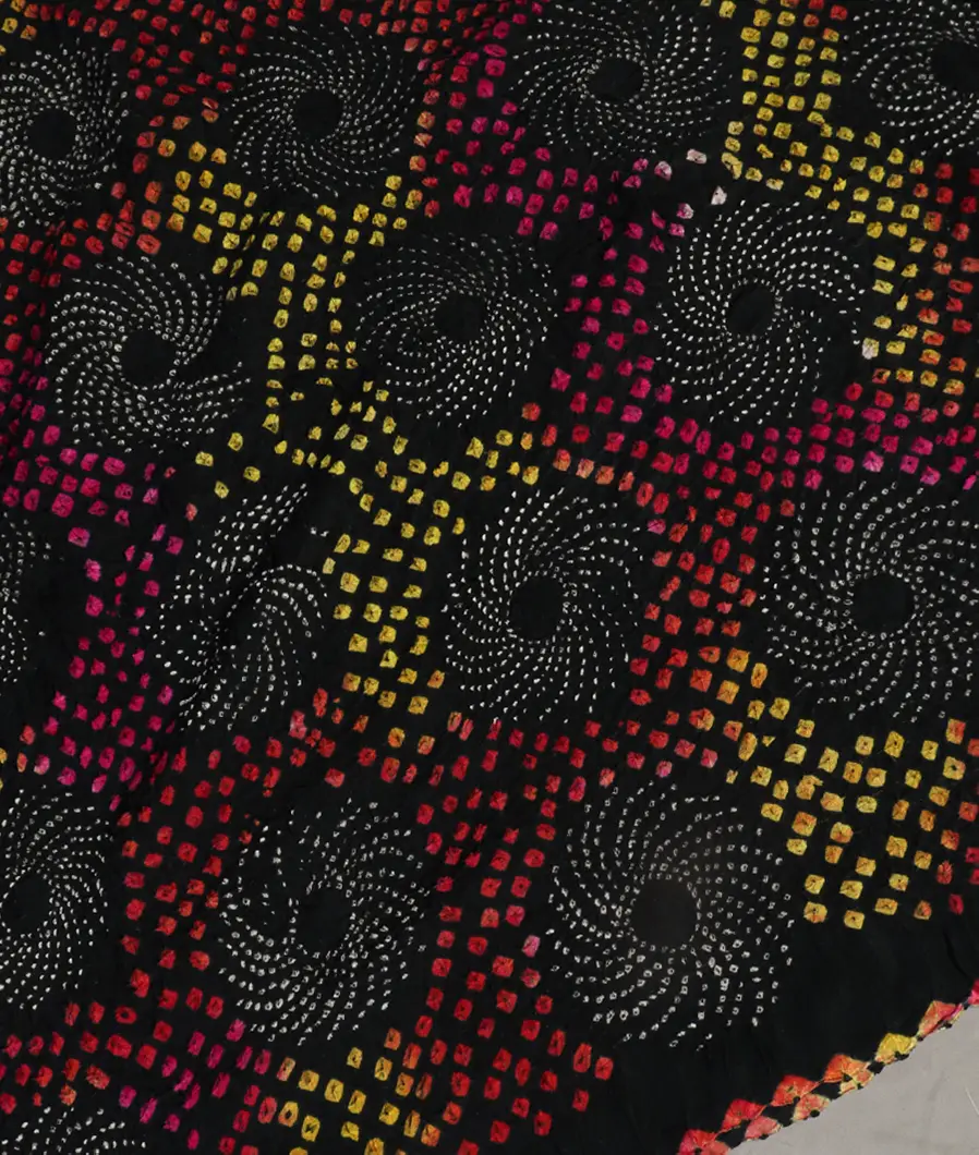 Black Bandhani Gajji Silk Saree T2538744
