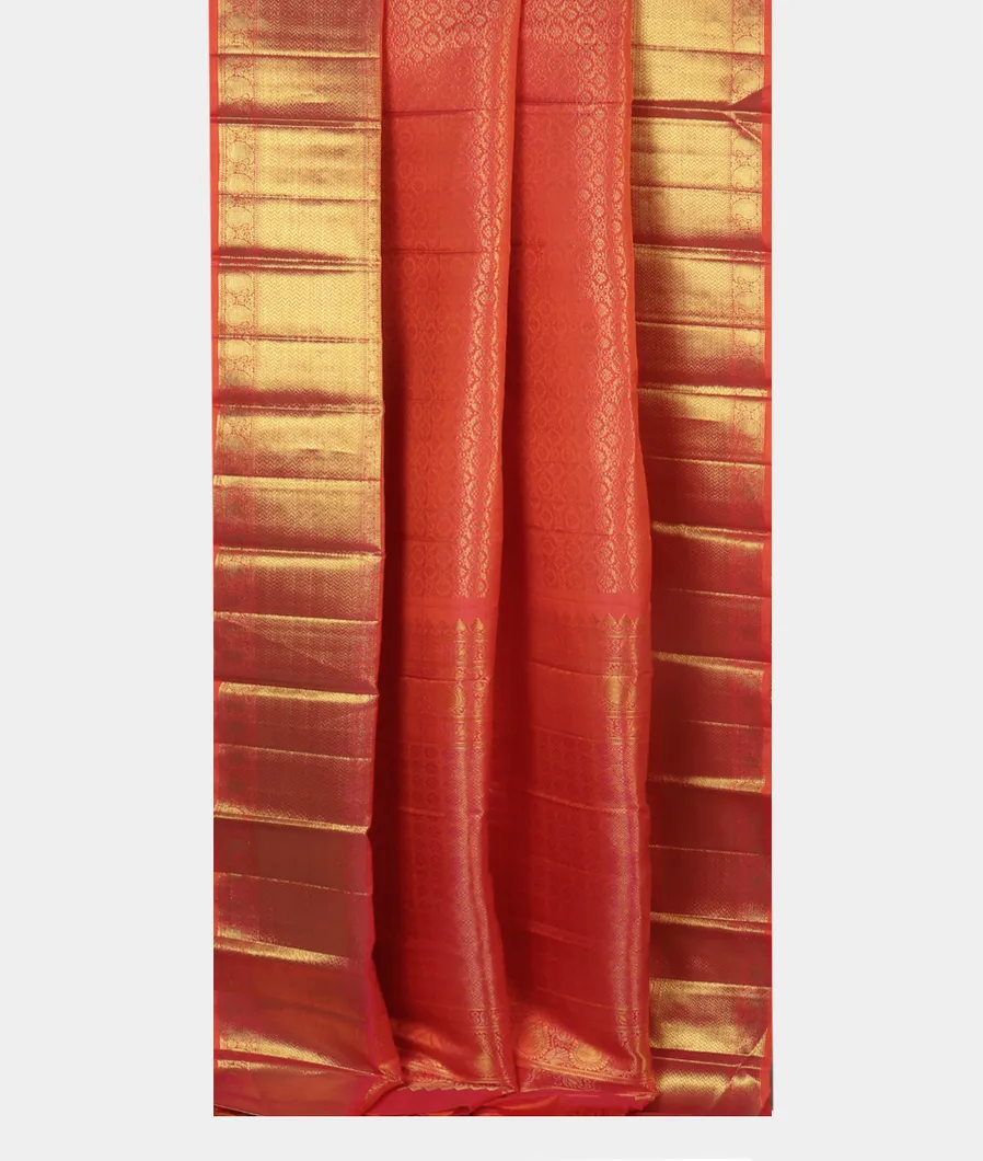 Orangish Pink Handwoven Kanjivaram Silk Saree T3312182