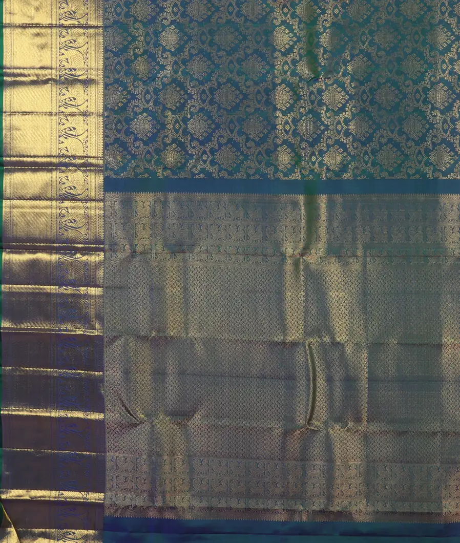 Peacock Blue Handwoven Kanjivaram Silk Saree T4308074