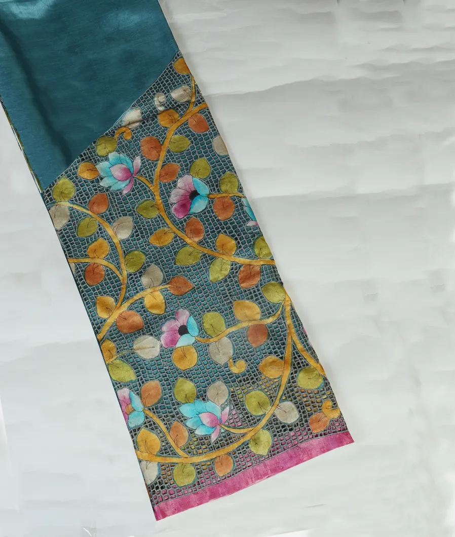 Blue Tussar Cutwork Saree T470179-image