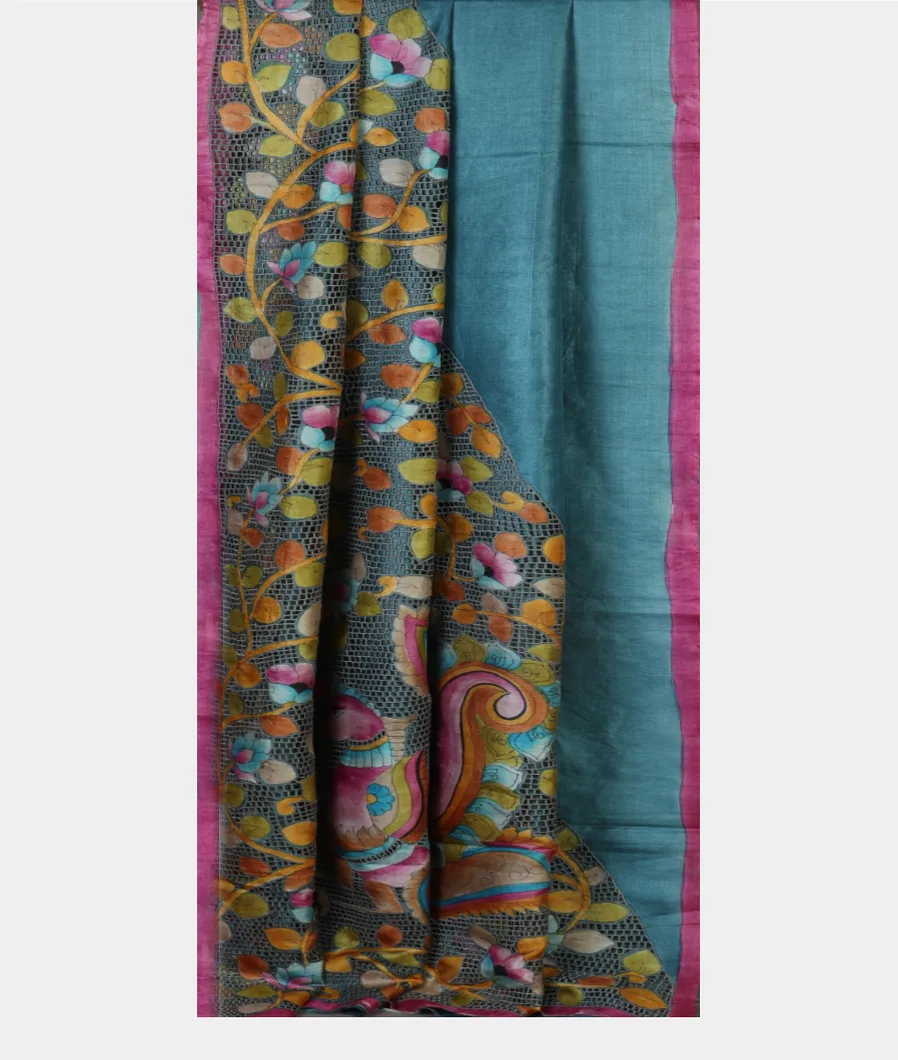 Blue Tussar Cutwork Saree T4701792