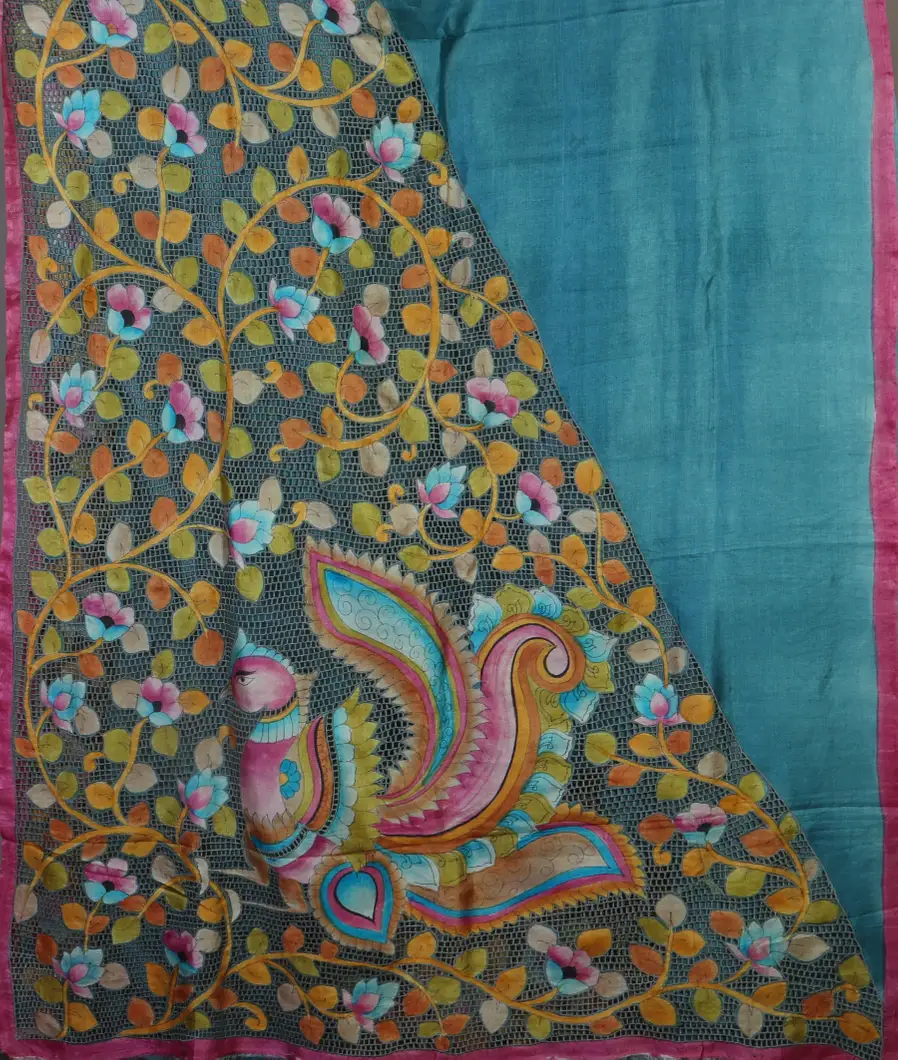 Blue Tussar Cutwork Saree T4701794